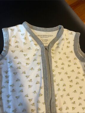 Burt's Bees Baby White Sleep Sack with Yellow Bee Print and Gray Trim